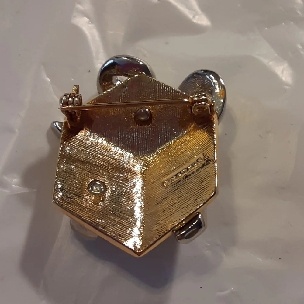 Gift Box with Rhinestone Bow Brooch